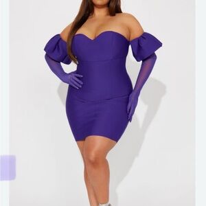 Fashion Nova Bold Purple Off-Shoulder Dress
